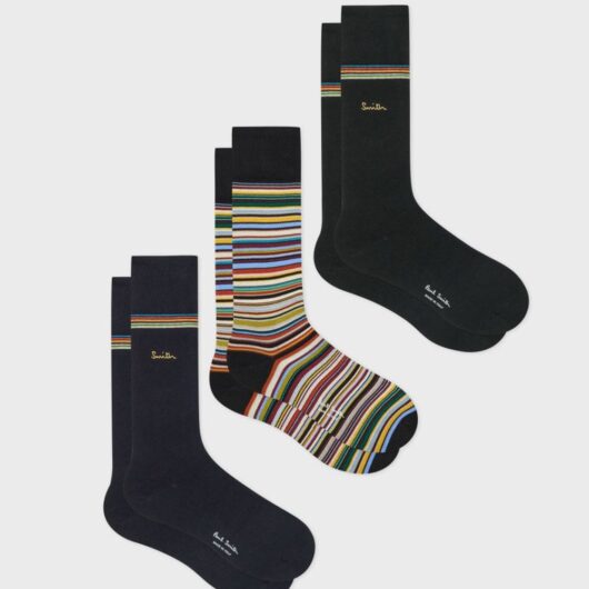 PAUL SMITH 3 PACK GOLD SIGNATURE SOCKS Size: OS, colour: MULTI