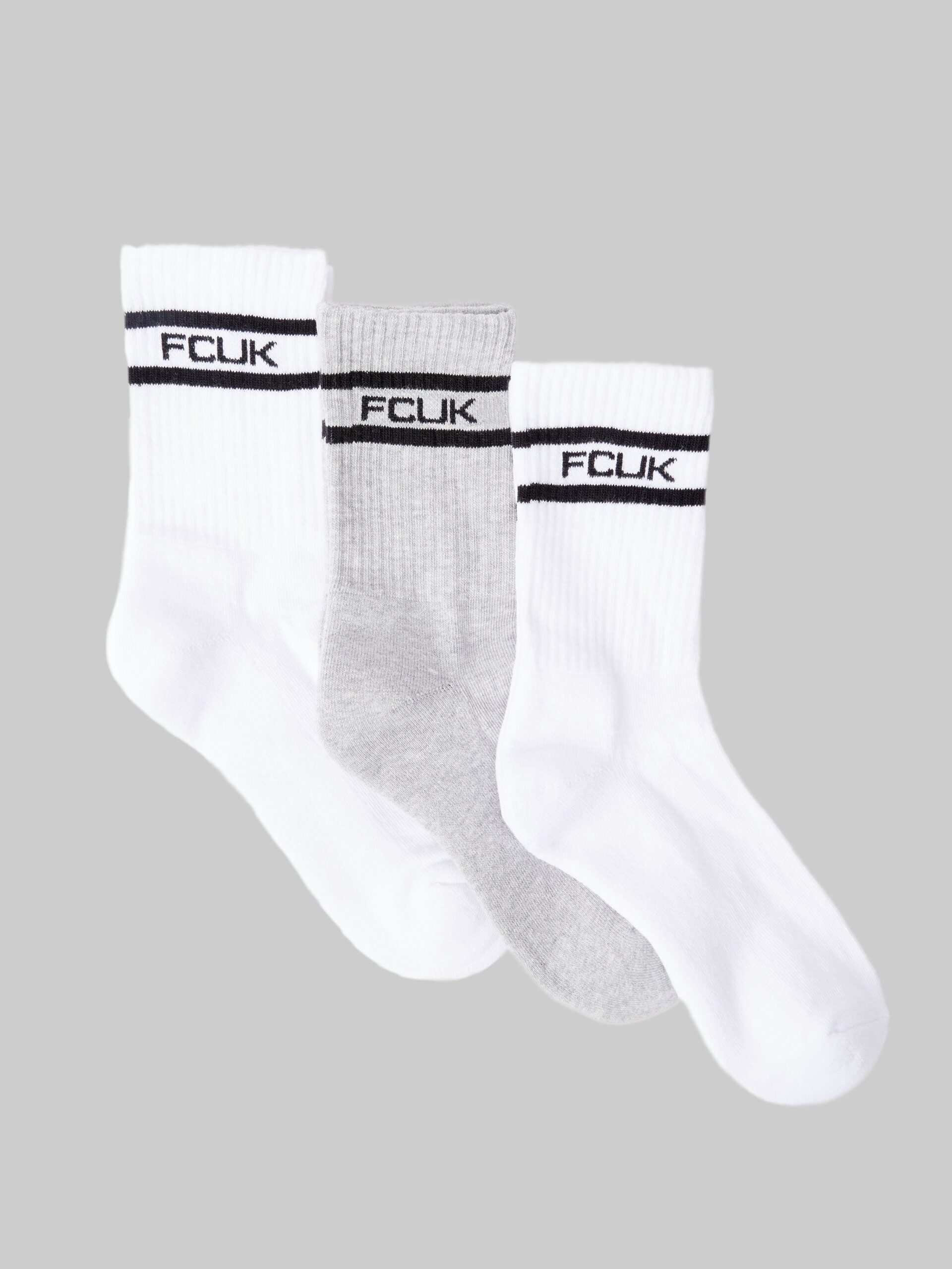 3 Pack FCUK Sports Stripe Socks Multi 2