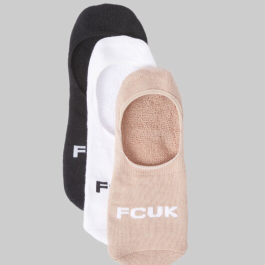 FCUK 3 Pack Invisible Socks Multi 2
