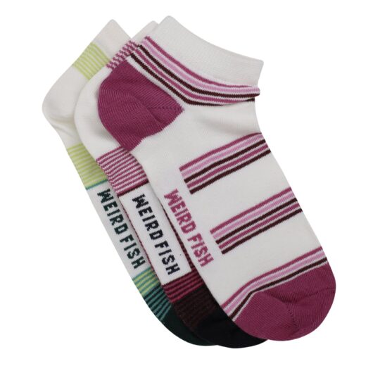 Weird Fish Loretta Trainer Socks 3 Pack Dark Raspberry Size 4-7